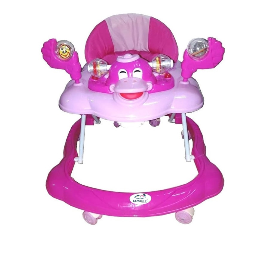 Premergator Reglabil in 3 Trepte NOVOKIDS™ Happy Duck , Ratusca, Pliabil, 8 Roti, Cu Melodii, Roz