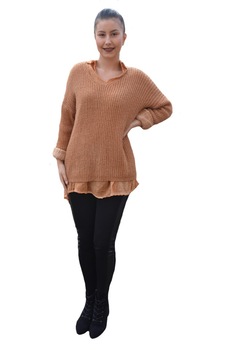 Bluza feminina cu guler dantelat, D&J Exclusive, Maro Bluza feminina cu guler dantelat, D&J Exclusive, Maro