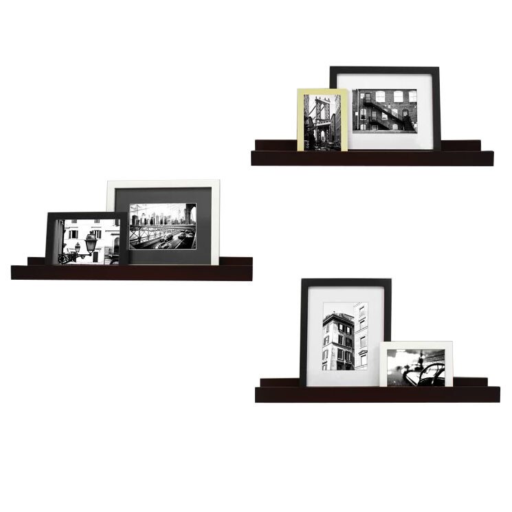 Set 3 rafturi suspendate MDF, 48x10 cm, Wenge