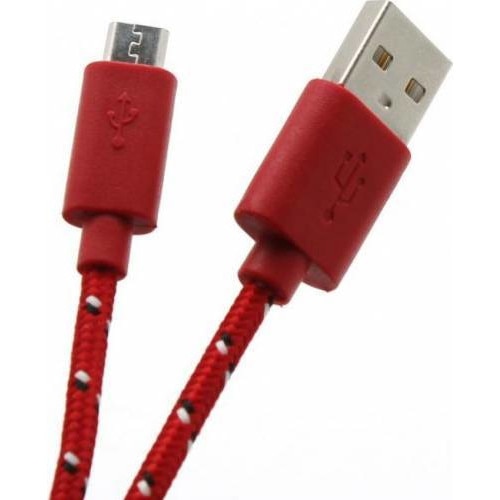 Cablu SBOX microUSB ; Transfer rate: up to 480 Mbps, Braided cable PC & Mac compatible, Length: 1m, Color: Red - CAB0115