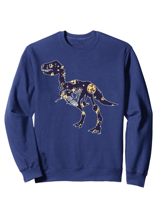 Детски суичър Tyrannosaurus Rex, дизайн динозавър, дълъг ръкав, сив меланж, среден размер