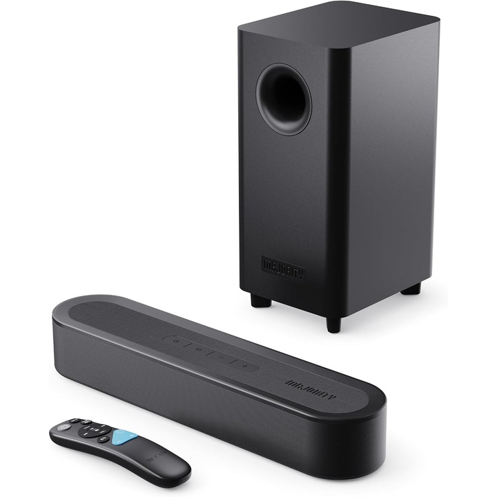 Soundbar MAJORITY Bowfell Axis 140W, sistem 2.1 cu subwoofer, Bluetooth, 40cm