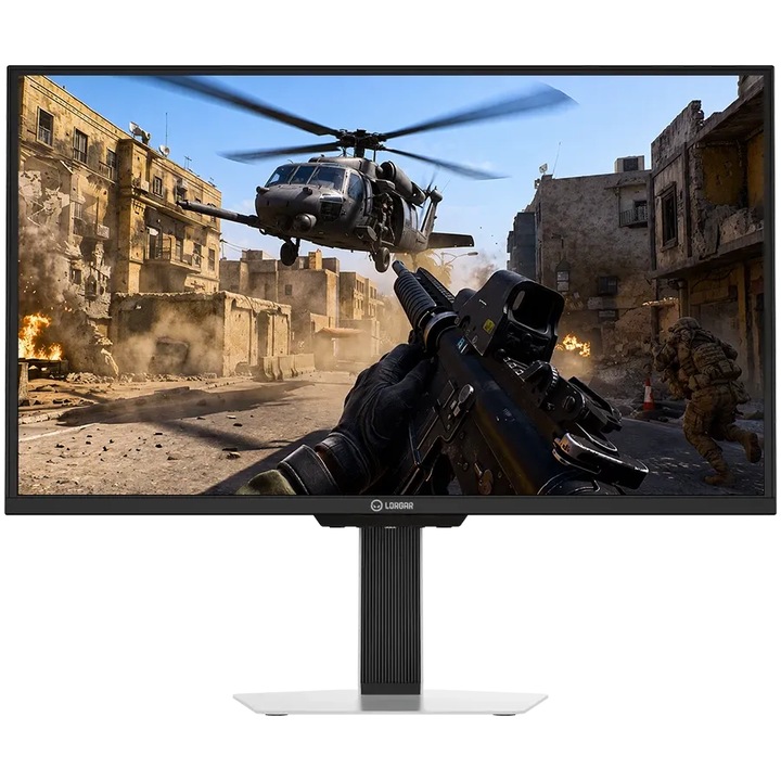 Монитор Gaming LORGAR PRO 25LP1, 24.5", FHD (1920×1080), Fast IPS, 400Hz, 1ms (GTG), 0.5ms (MPRT), 400 cd/m², 99% sRGB, HDR 600 Ready, AMD FreeSync, Adaptive Sync, 2× DisplayPort, 2× HDMI, Pivot, HAS, Swivel, Tilt, VESA 100×100 мм, Бял/Лилав