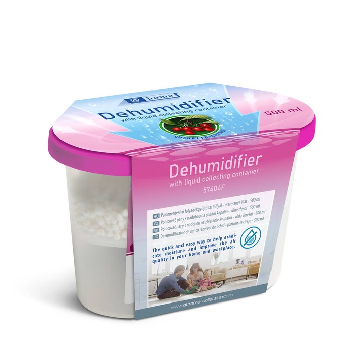 Dezumidificator Generic 500ml Parfum Cirese Absorbtie Umiditate Anti Mucegai Compact Roz