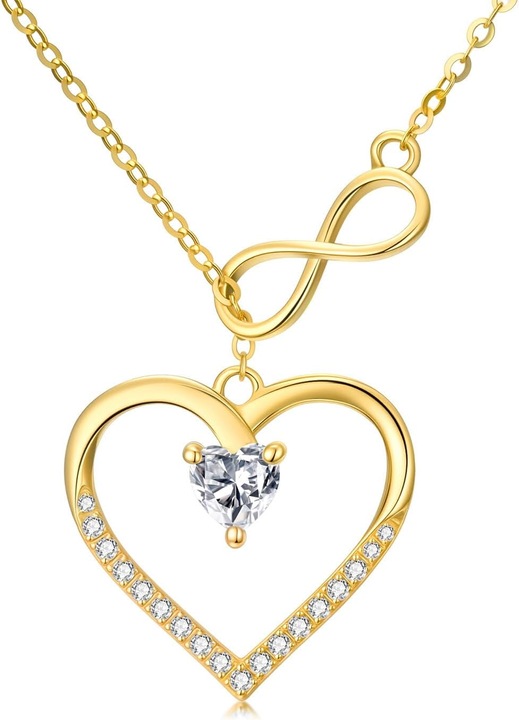 Necklace Aur 9K Inima Infinita Moissanit 0.55cttw Dama, Cadou Elegant