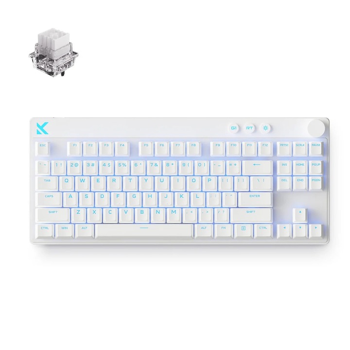 Магнитна клавиатура MCHOSE Mix 87 HE Gaming Keyboard White, безжична, Mount Tai Magnetic Switch GT, бяла