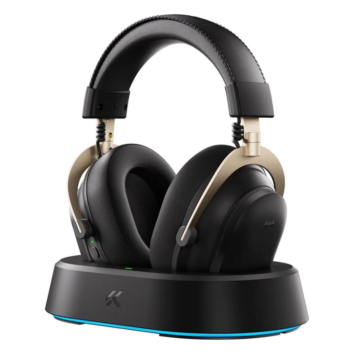 Безжични слушалки MCHOSE V9 Turbo+ Wireless Gaming Headset с докинг станция за зареждане, Златисти