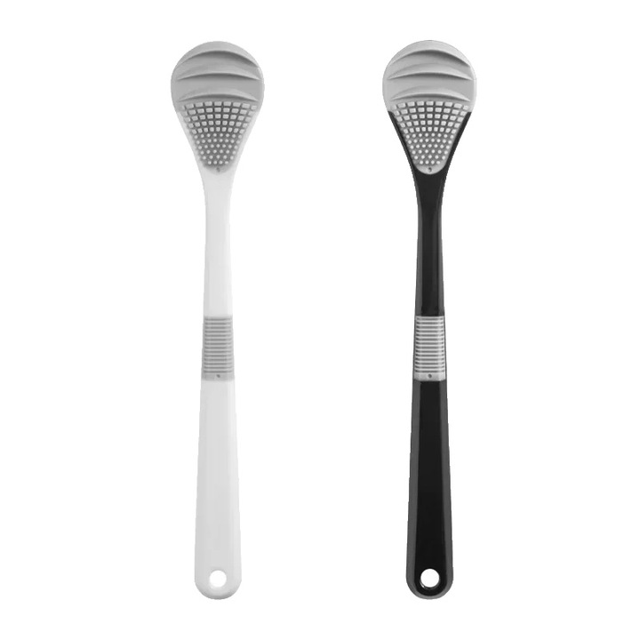 Почистващ препарат за език y678j-Mix-2PCS, за многократна употреба, двустранен, от PP/TRP, бял/черен, комплект от 2 бр.