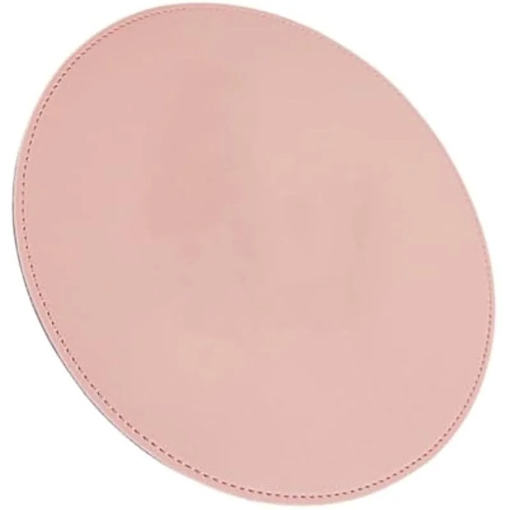 Pad rotund pentru mouse-ul computerului, antiderapant, usor, subtire, cu margine intarita, pentru birou si jocuri, design roz, portabil si