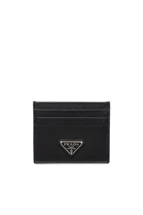Портфейл за карти, Prada Re-Nylon Saffiano, Черен, Един размер