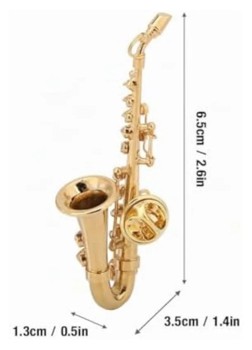 Brosa de saxofon muzical, brosa de saxofon aurie, instrument muzical in miniatura, brosa de rever la moda cu carcasa de instrument