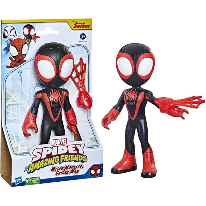 Фигурка Hasbro Spidey and His Amazing Friends Miles Morales 801494, винил, с изстрелвачка на паяжина, многоцветна, 3+ години