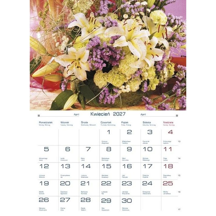 Calendar de perete Michalczyk i Prokop Bukiety 2027, multicolor, cod 803891