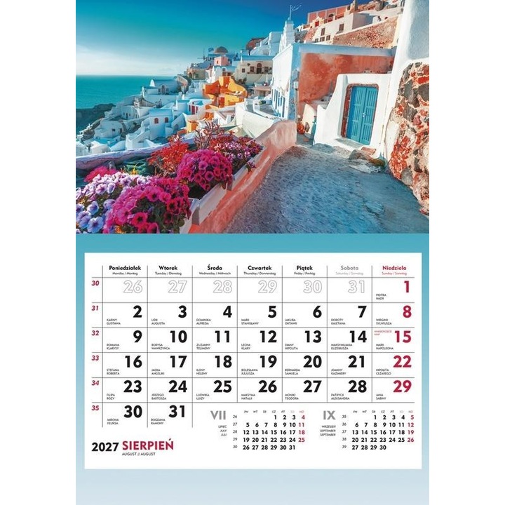 Calendar de perete Michalczyk i Prokop 2027, 1 luna pe pagina, o foaie, multicolor, cod 804573