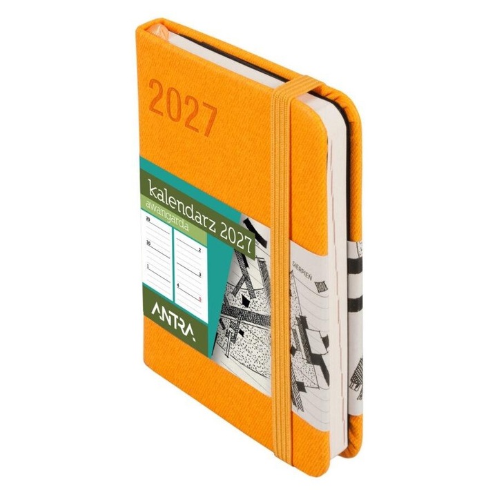 Agenda saptamanala 2027 Antra Awangarda 805441 A7, coperta tare cu elastic, portocaliu