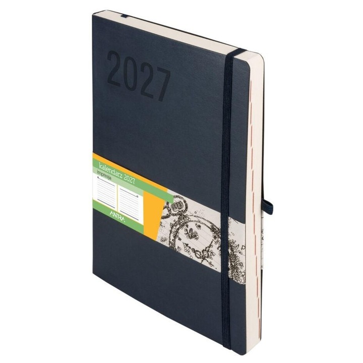 Agenda Antra Impresja 2027 B5, zilnic, bleumarin, cu elastic