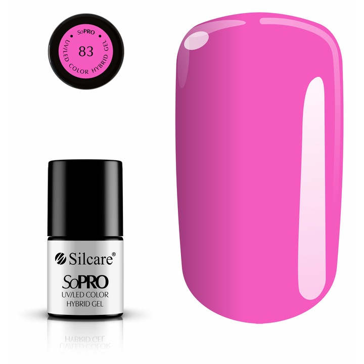 Lac de unghii hybryd Silcare SoPRO 83, fara HEMA, vegan, lucios, acoperire completa, roz deschis, 7 g