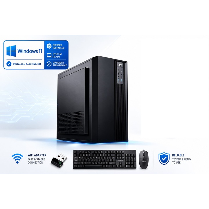 Калкулатор за настолен офис i3-10100, 128GB SSD + 500GB HDD, 8GB DDR4