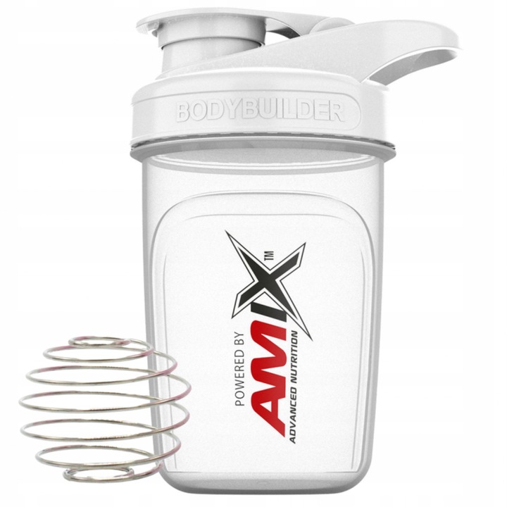 Shaker Mini 300ml Alb cu Bila pentru Proteine, Sigilat