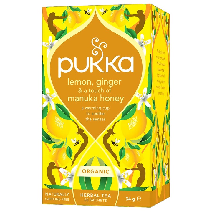 БИО чай Pukka, Lemon, Ginger, Manuka Honey, инфузия с лимон, джинджифил и мед от манука, 20 пакетчета, 34 г