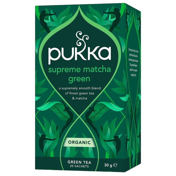 Био чай Pukka, Supreme Matcha Green, зелен чай с матча, билкова инфузия, 20 пакетчета, 30 г