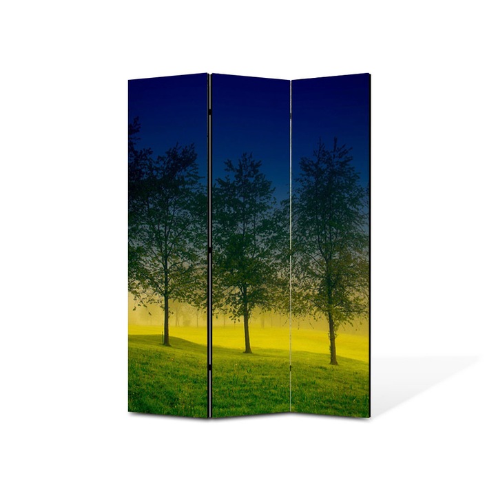Paravan de Camera ArtDeco din 3 Panouri Peisaj Patru Copaci 105 x 150 cm