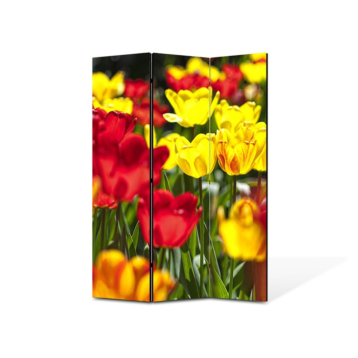 Paravan de Camera ArtDeco din 3 Panouri Peisaj Lalele 135 x 180 cm