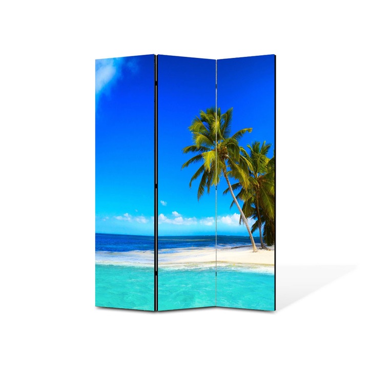 Paravan de Camera ArtDeco din 3 Panouri Peisaj La plaja 105 x 150 cm