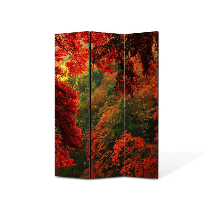 Paravan de Camera ArtDeco din 3 Panouri Peisaj Rosu 105 x 150 cm
