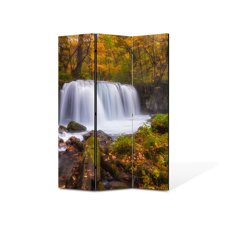 Paravan de Camera ArtDeco din 3 Panouri Peisaj Cascada zgomotoasa 135 x 180 cm