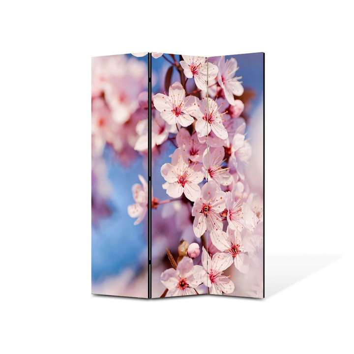 Paravan de Camera ArtDeco din 3 Panouri Peisaj Ramurica inflorita 135 x 180 cm