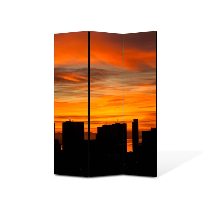 Paravan de Camera ArtDeco din 3 Panouri Peisaj Blocuri inalte 105 x 150 cm