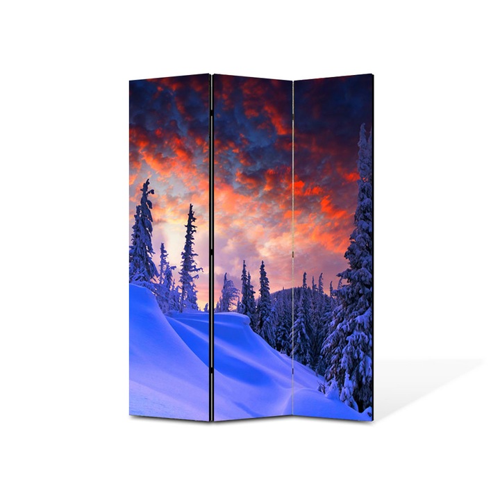 Paravan de Camera ArtDeco din 3 Panouri Peisaj Rosu cerului 105 x 150 cm