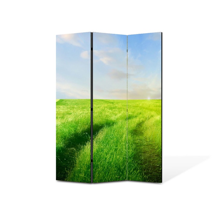Paravan de Camera ArtDeco din 3 Panouri Peisaj Carare verde 105 x 150 cm