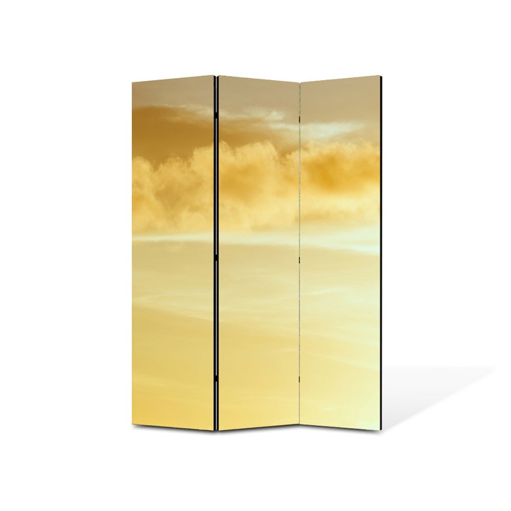 Paravan de Camera ArtDeco din 3 Panouri Peisaj Galben pai 105 x 150 cm