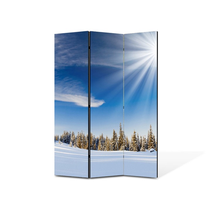 Paravan de Camera ArtDeco din 3 Panouri Peisaj Soare dinti 135 x 180 cm