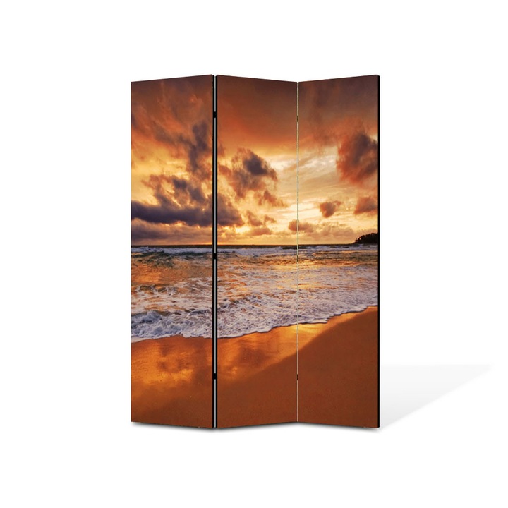 Paravan de Camera ArtDeco din 3 Panouri Peisaj Valuri 105 x 150 cm