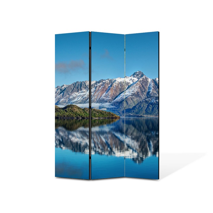 Paravan de Camera ArtDeco din 3 Panouri Peisaj Munti peste ape 135 x 180 cm