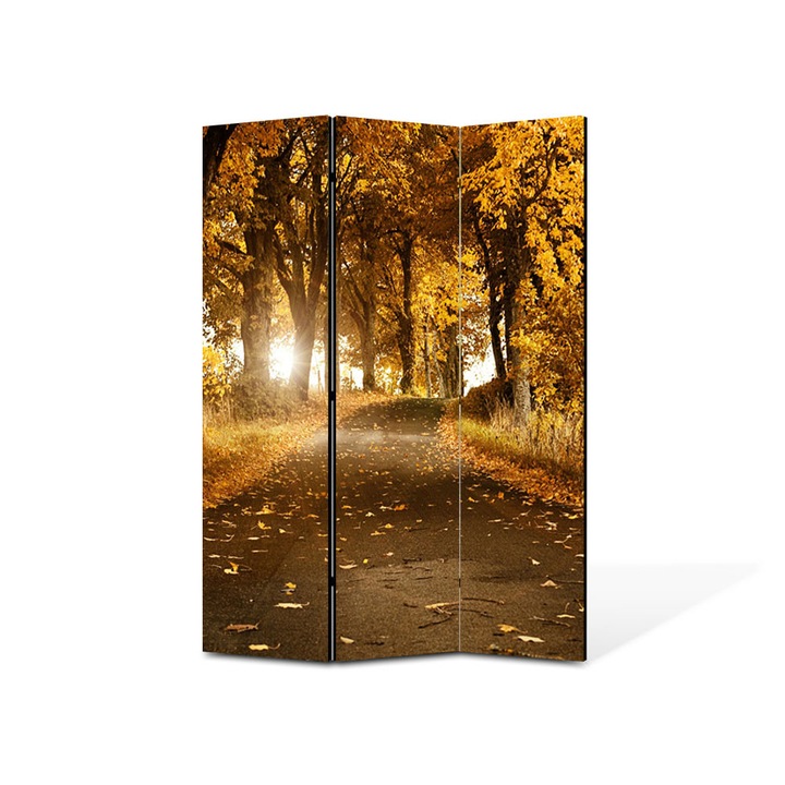 Paravan de Camera ArtDeco din 3 Panouri Peisaj Drum de toamna 135 x 180 cm