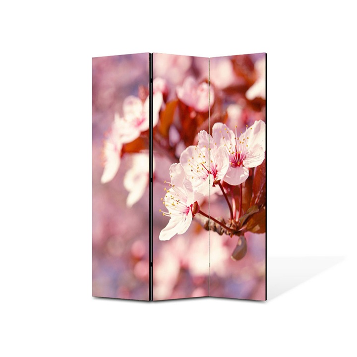 Paravan de Camera ArtDeco din 3 Panouri Peisaj Roz 135 x 180 cm