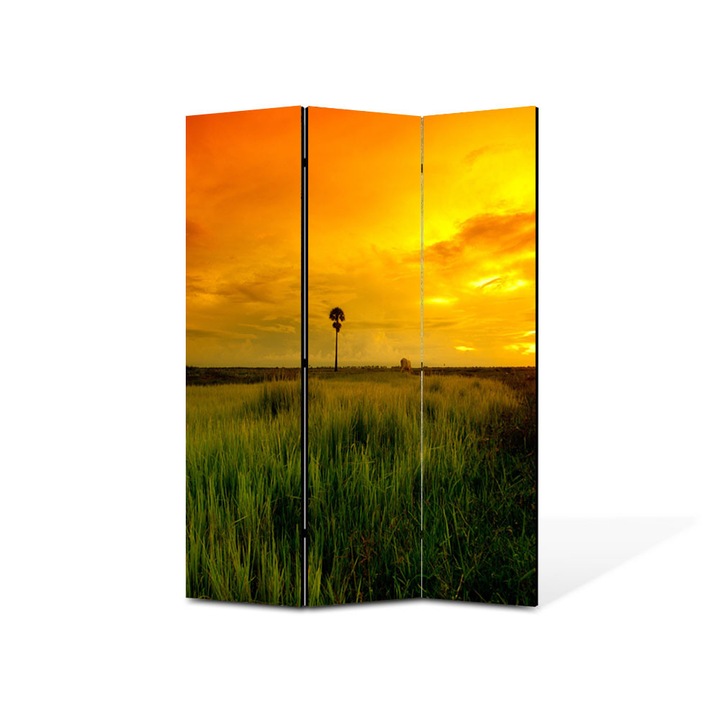 Paravan de Camera ArtDeco din 3 Panouri Peisaj Apus superb 135 x 180 cm