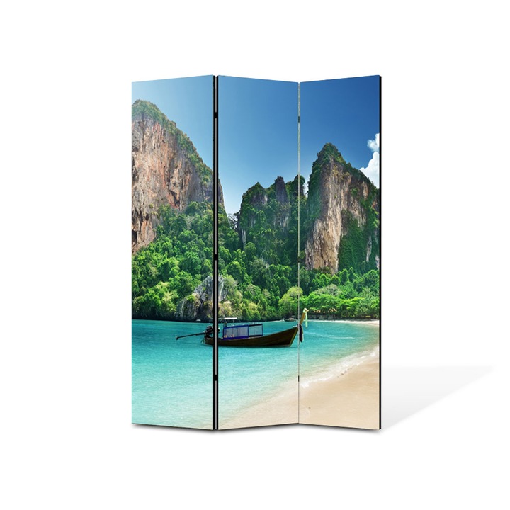 Paravan de Camera ArtDeco din 3 Panouri Peisaj La mare 105 x 150 cm