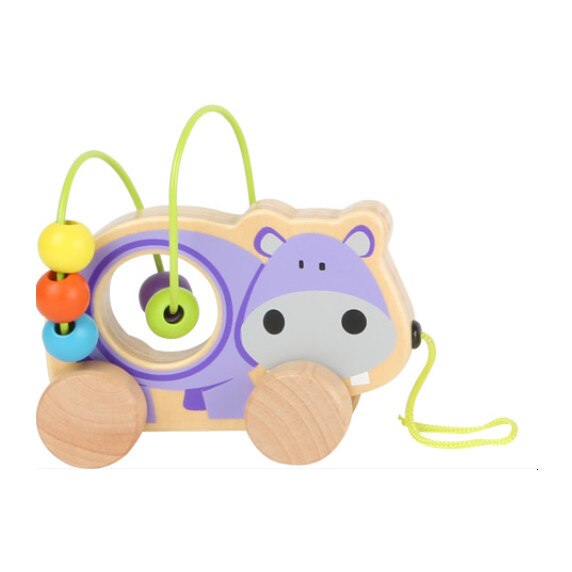 Jucarie lemn de tras - hipopotam