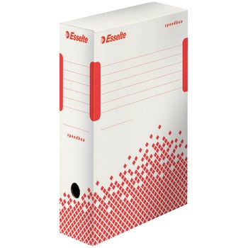 Cutie arhivare Esselte Speedbox, pentru depozitare documente, carton, 10 cm, alb Cutie arhivare Esselte Speedbox, pentru depozitare documente, carton, 10 cm, alb