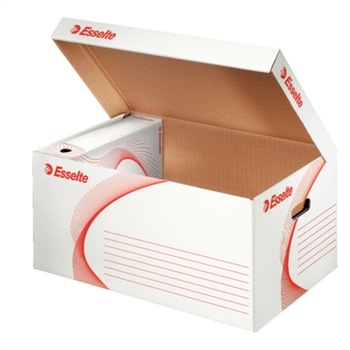 Container arhivare Esselte Standard, pentru depozitare si transport documente, deschidere superioara, carton, alb Container arhivare Esselte Standard, pentru depozitare si transport documente, deschidere superioara, carton, alb