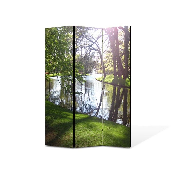 Paravan de Camera ArtDeco din 3 Panouri Peisaj Luciul apei 135 x 180 cm