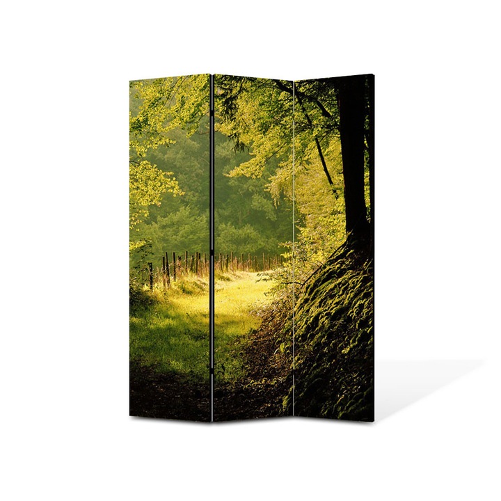 Paravan de Camera ArtDeco din 3 Panouri Peisaj Poteca umbrita 105 x 150 cm