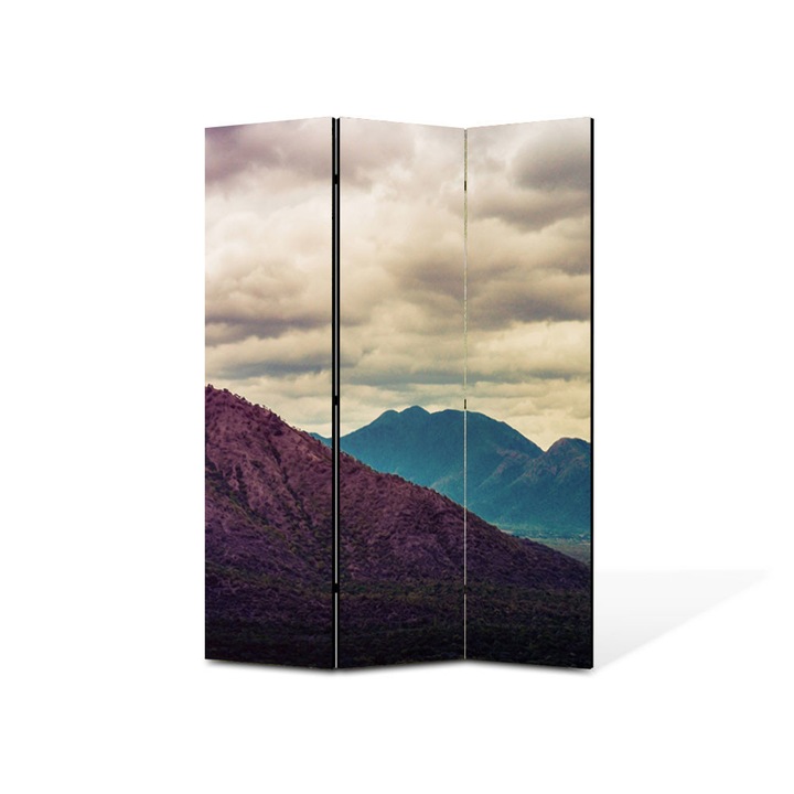 Paravan de Camera ArtDeco din 3 Panouri Peisaj Violet 135 x 180 cm