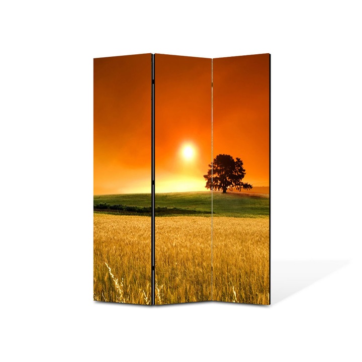 Paravan de Camera ArtDeco din 3 Panouri Peisaj In lanul de secara 105 x 150 cm