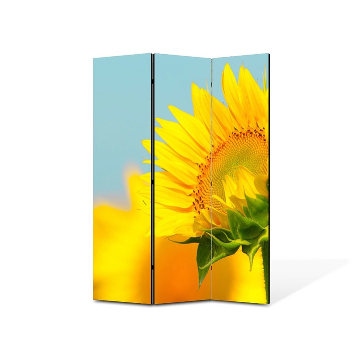 Paravan de Camera ArtDeco din 3 Panouri Peisaj Pui de floarea soarelui 135 x 180 cm